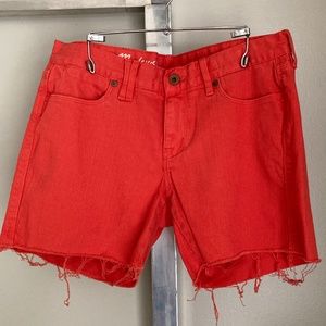 Madewell Mid-Rise Boy Shorts in Coral/Orange